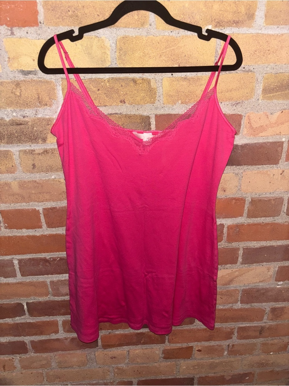 Victoria's Secret Pink Lace-Trim Cotton Slip Dress